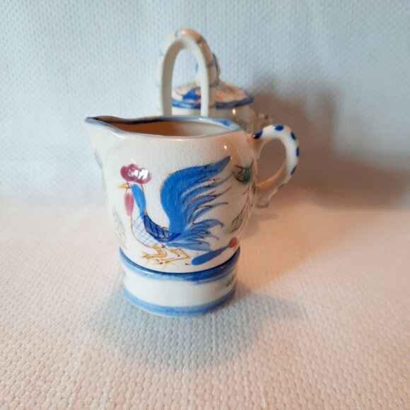 Vintage Nasco Blue Rooster Creamer and Sugar Bowl Set - Picture 4 of 8
